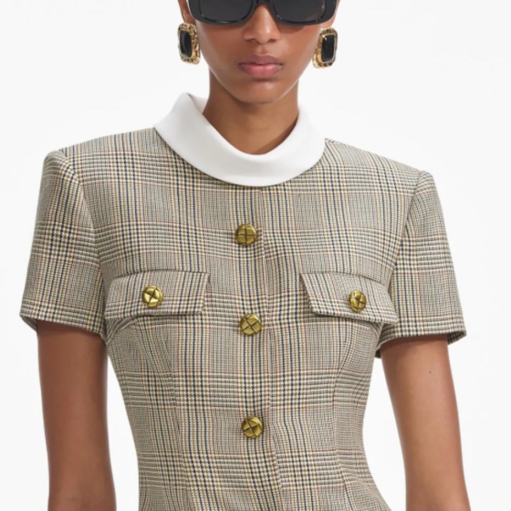 self-portrait Check Wool Mini Dress Size: US4 - MSRP $555 - NWT - Picture 10 of 10